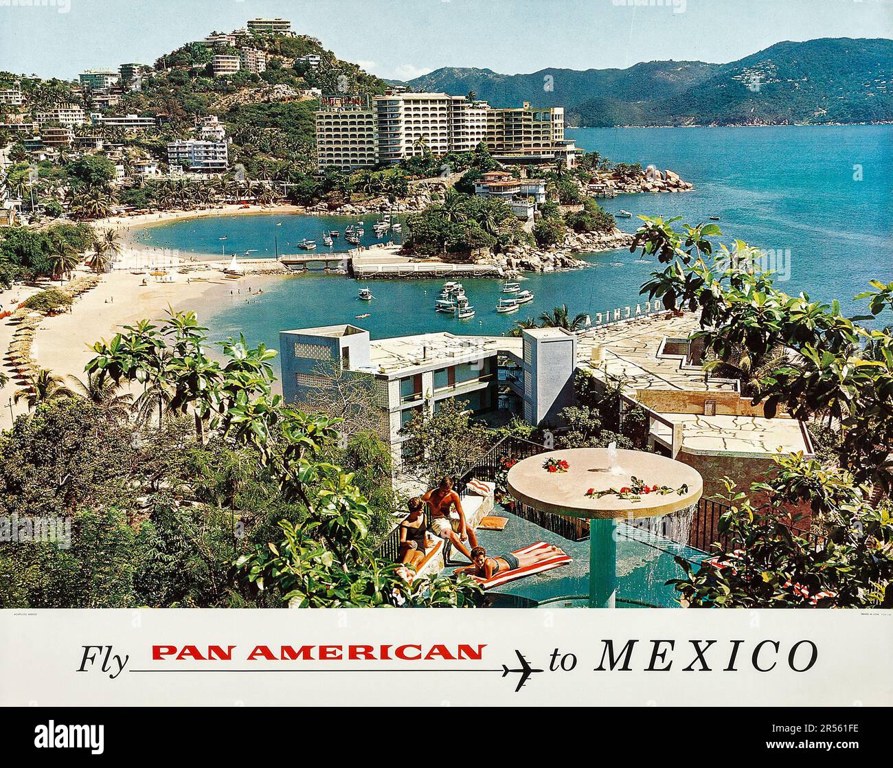 Pan American nach Mexiko (Pan American, 1970er). Reise-Poster Stockfoto