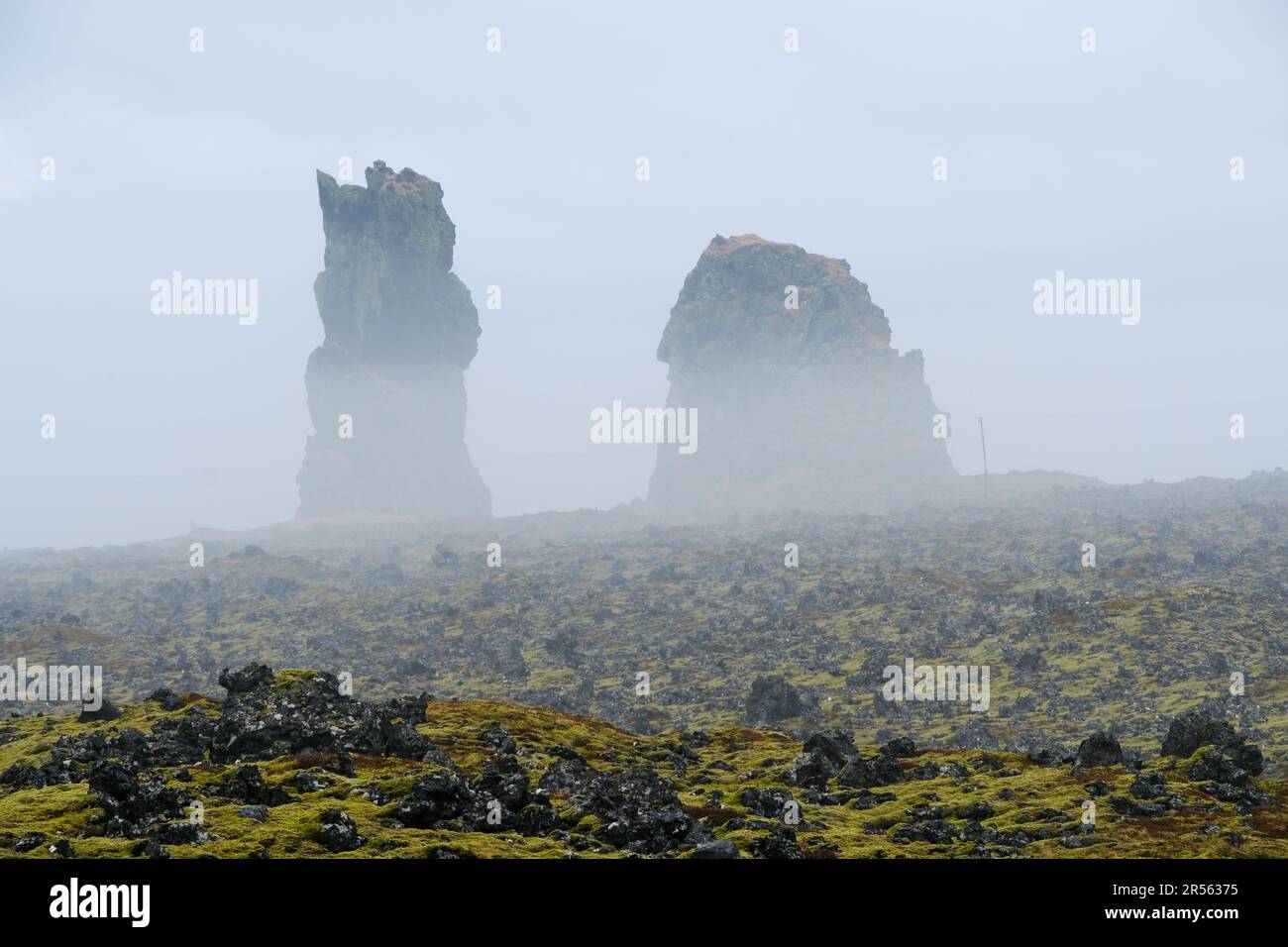 Londrangar Basaltklippen, Snaefellsnes Halbinsel, West-Zentral-Island, Island Stockfoto
