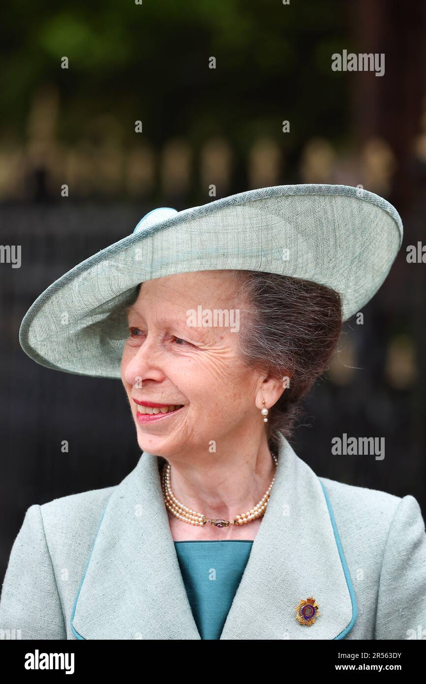 Prinzessin Princess Royal, Prinzessin Anne, wurde bei einem Besuch in Winchester, Großbritannien, fotografiert Stockfoto