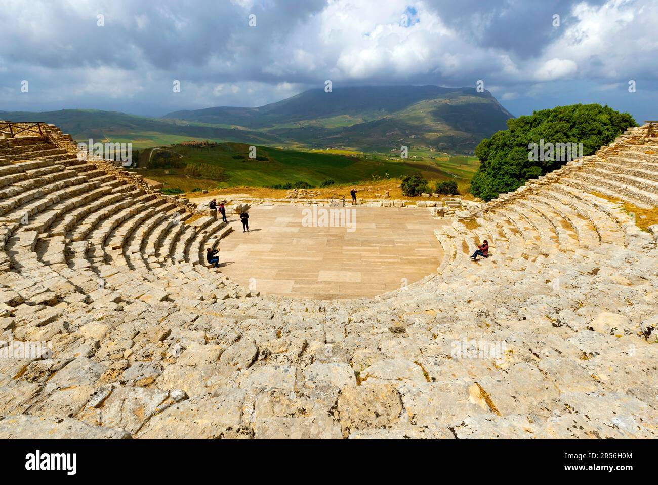 Antikes Griechisches Teatre, Calatafimi, Segesta; Sizilien; Italia; Sizilien, Italien. Stockfoto