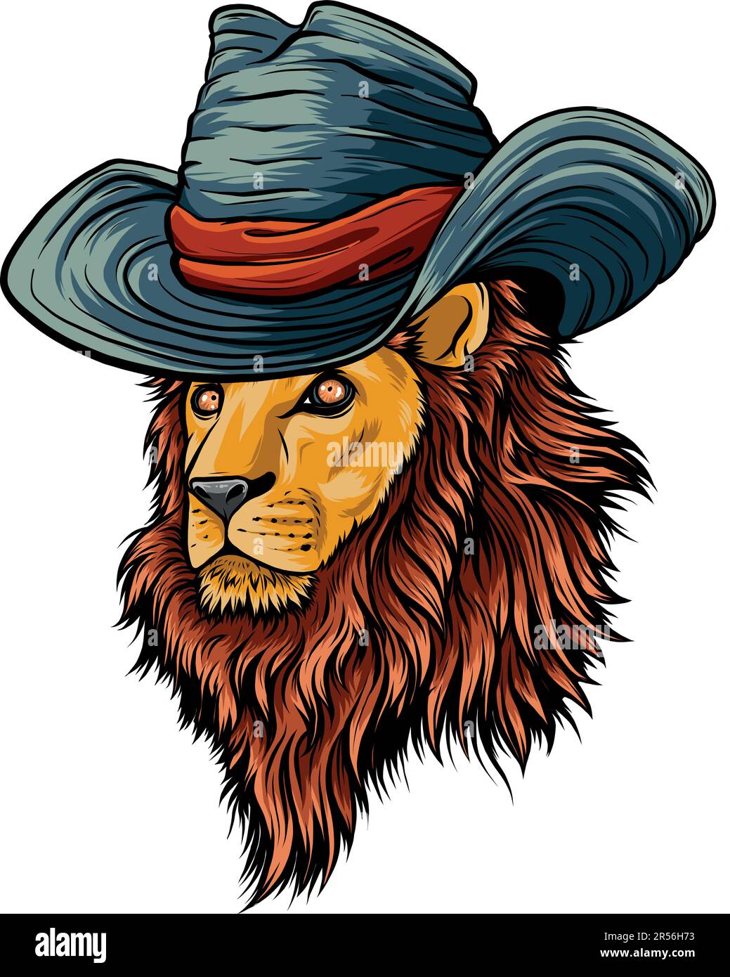 vektordarstellung des Lion Cowboy Maskottchen-Logos Stock Vektor