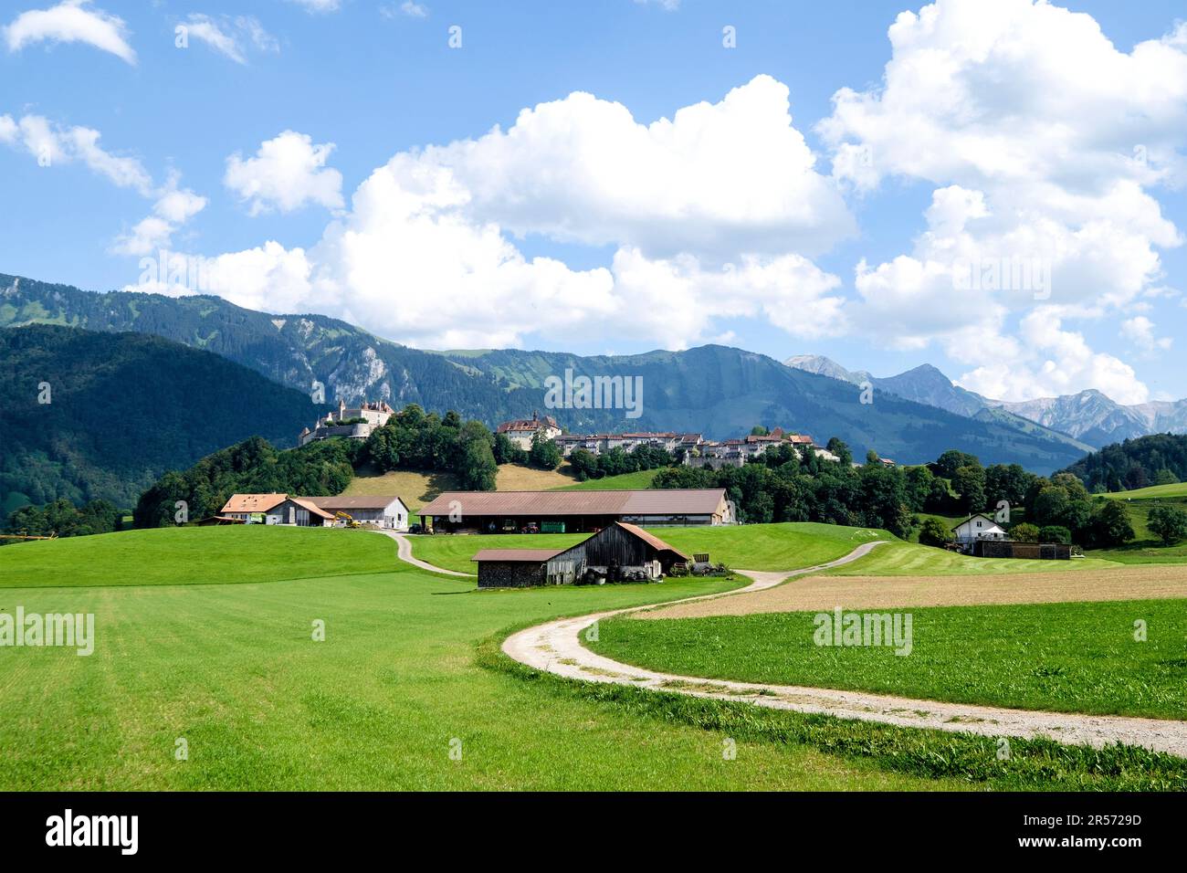 Die Schweiz. Kanton Fribourg. Gruyeres Stockfoto