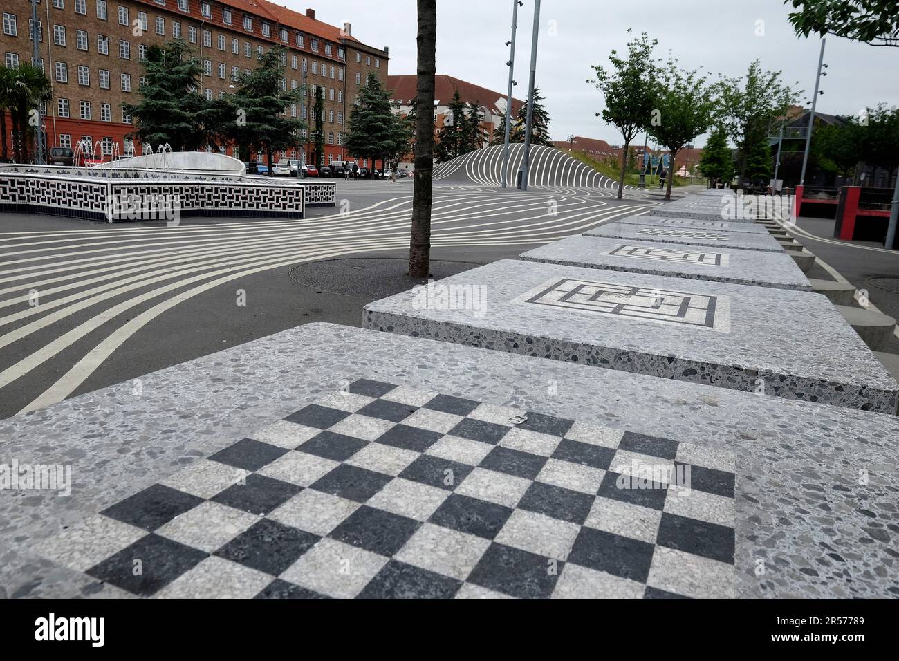 Dänemark. Kopenhagen. Superkilen Park Stockfoto