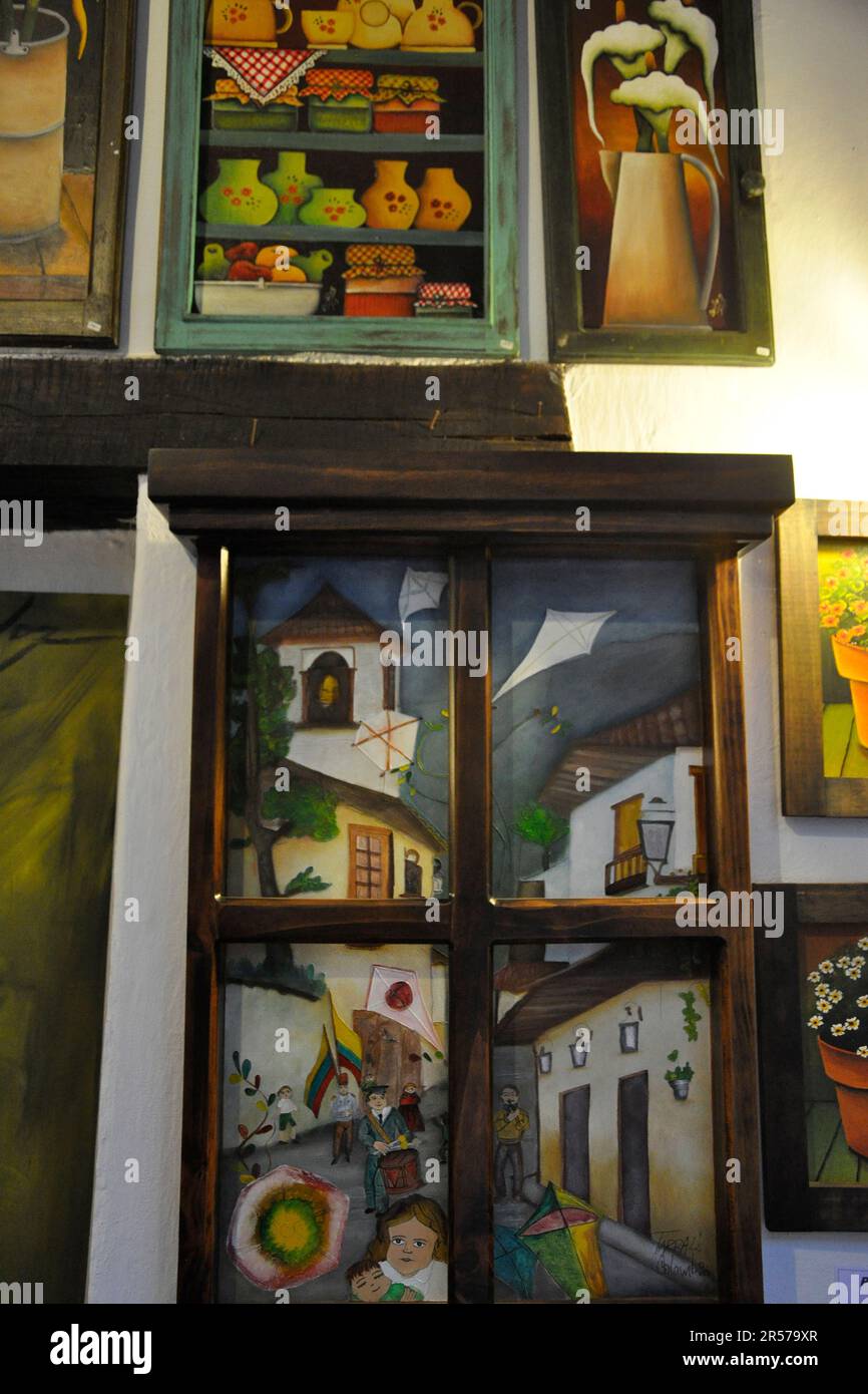 Im Freien. Latein. Geschichte. Geografie. Tag. Kolumbien. Stadt. Anden. Amerika. De Leyva. In Die Altstadt. Villa De Leyva. Reisen. Nach Süden. Traditionell. Menschen. Niemand Stockfoto