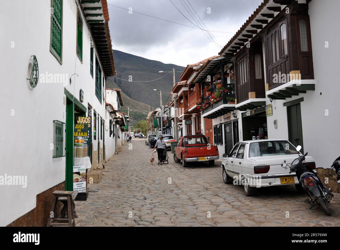Amerika. Anden. Stadt. Kolumbien. Tag. Geografie. Geschichte. Latein. Niemand. Im Freien. Menschen. Nach Süden. Traditionell. Reisen. De Leyva. Villa De Leyva. In Die Altstadt Stockfoto
