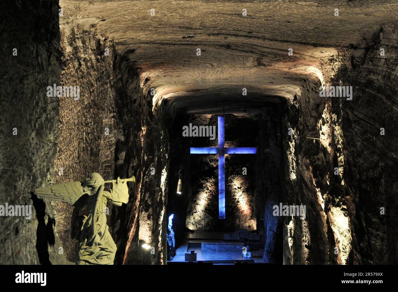 Amerika. Anden. Stadt. Kolumbien. Tag. Geografie. Geschichte. Latein. Niemand. Im Freien. Menschen. Nach Süden. Traditionell. Reisen. Zipaquira. Salz. Kathedrale Stockfoto
