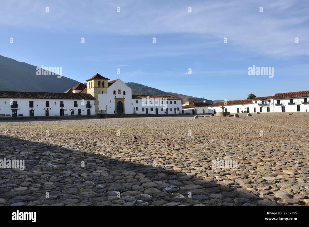 Amerika. Anden. Stadt. Kolumbien. Tag. Geografie. Geschichte. Latein. Niemand. Im Freien. Menschen. Nach Süden. Traditionell. Reisen. De Leyva. Villa De Leyva. Kolonialstil Stockfoto