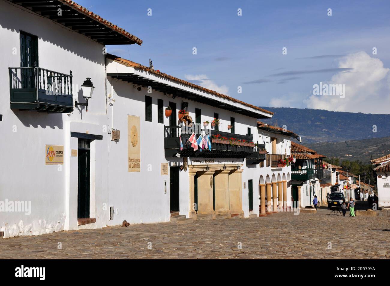 Stadt. Anden. Amerika. Latein. Geschichte. Geografie. Reisen. Kolonialstil. Villa De Leyva. De Leyva. Traditionell. Nach Süden. Im Freien. Menschen. Niemand. Tag. Kolumbien Stockfoto