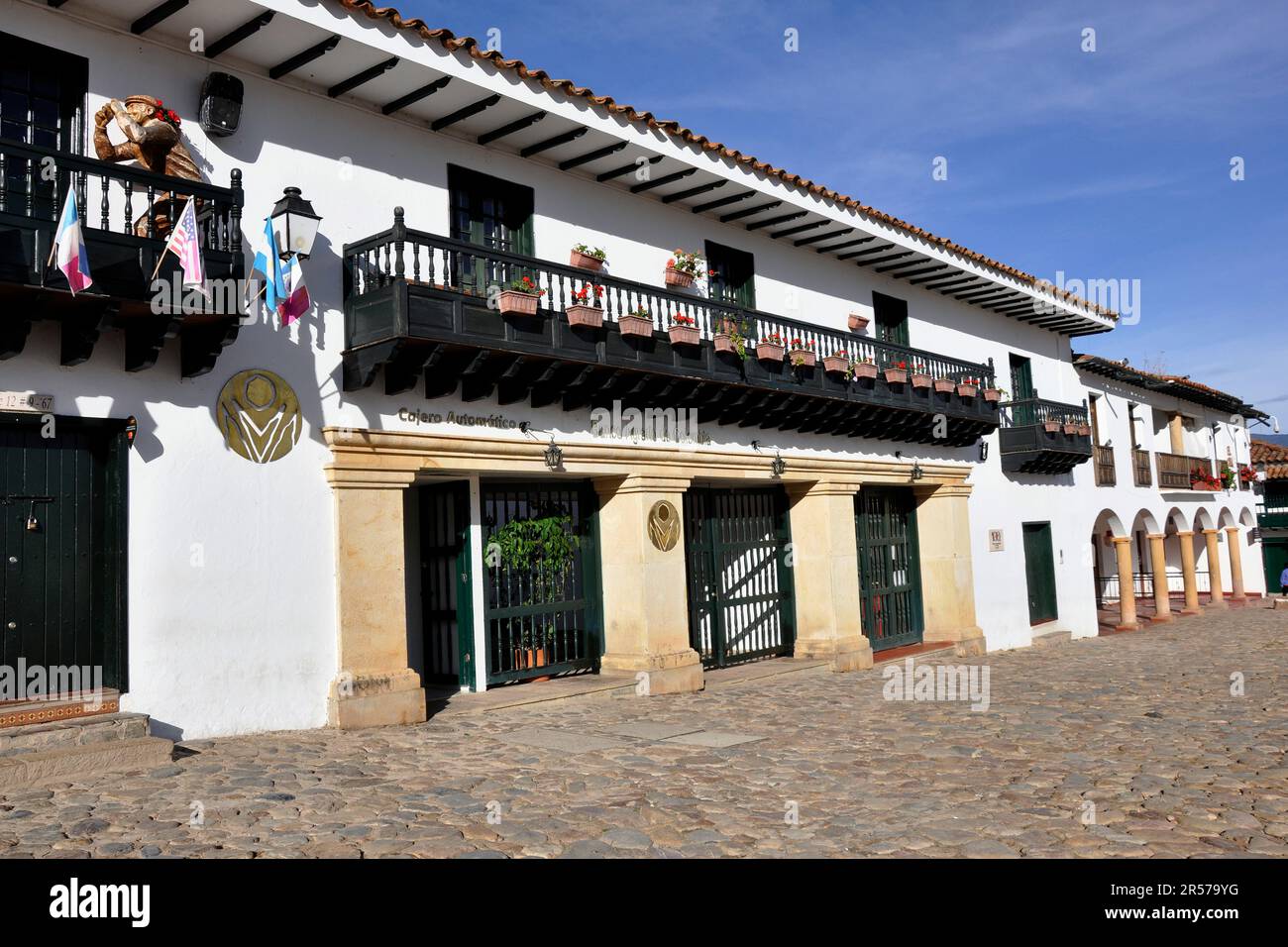 Geografie. Kolonialstil. Villa De Leyva. De Leyva. Reisen. Traditionell. Nach Süden. Menschen. Im Freien. Niemand. Latein. Geschichte. Tag. Kolumbien. Stadt. Anden. Amerika Stockfoto
