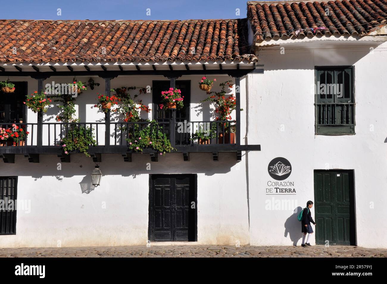 Amerika. Anden. Stadt. Kolumbien. Tag. Geografie. Geschichte. Latein. Niemand. Im Freien. Menschen. Nach Süden. Traditionell. Reisen. De Leyva. Villa De Leyva. Kolonialstil Stockfoto