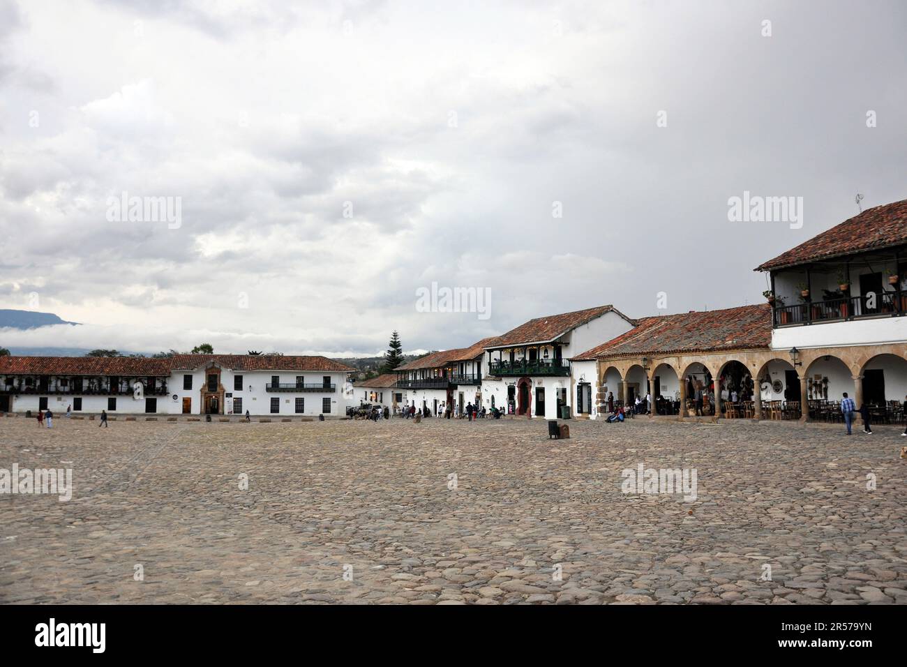 Villa De Leyva. In Die Altstadt. De Leyva. Reisen. Niemand. Traditionell. Nach Süden. Menschen. Im Freien. Latein. Geschichte. Geografie. Tag. Kolumbien. Anden. Stadt. Amerika Stockfoto
