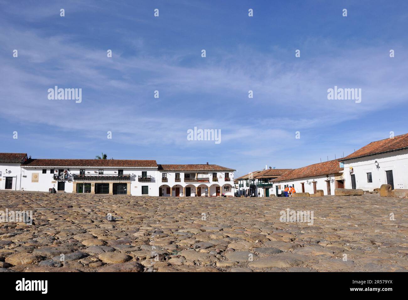 Amerika. Anden. Stadt. Kolumbien. Tag. Geografie. Geschichte. Latein. Niemand. Im Freien. Menschen. Nach Süden. Traditionell. Reisen. De Leyva. Villa De Leyva. Kolonialstil Stockfoto