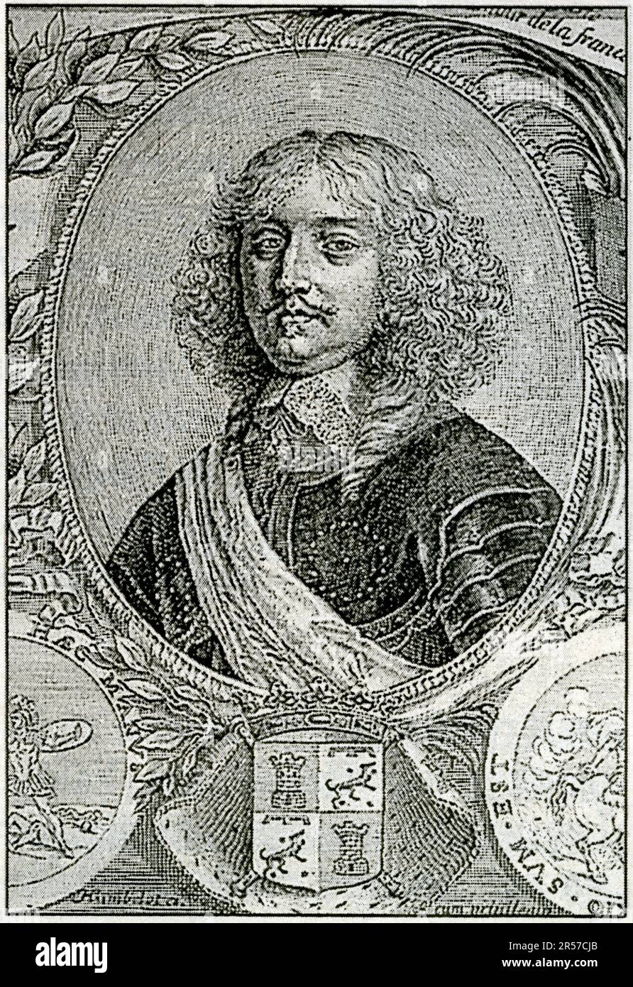 Le maréchal de La Mothe-Houdancourt, 1605-1657, commanda l'armée d'Italie, maréchal de France en 1642. Gravure d'Humblot. Stockfoto