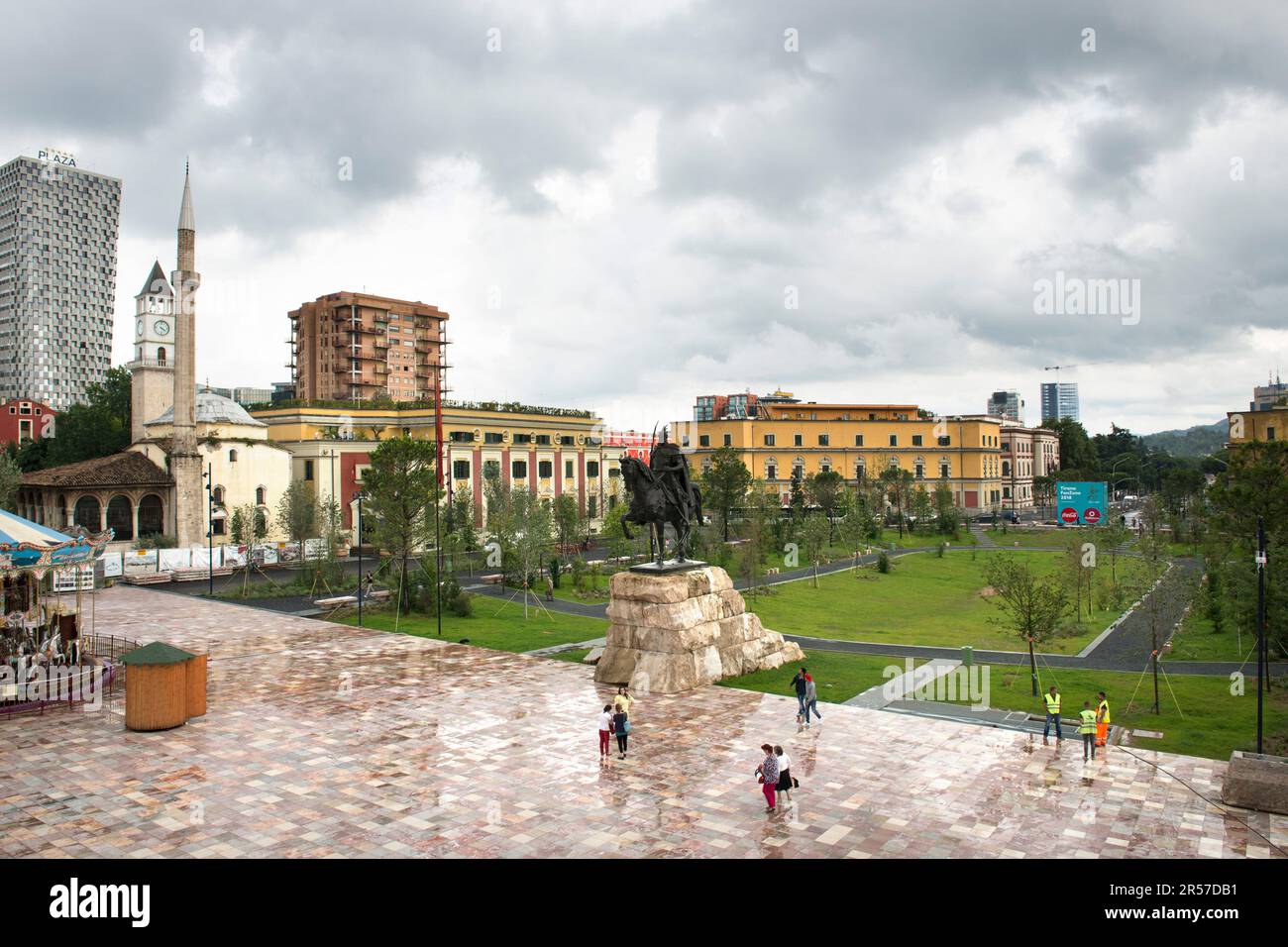 Albanien. Balkan-Halbinsel. Tirana. Hauptplatz. Skanderberg Stockfoto