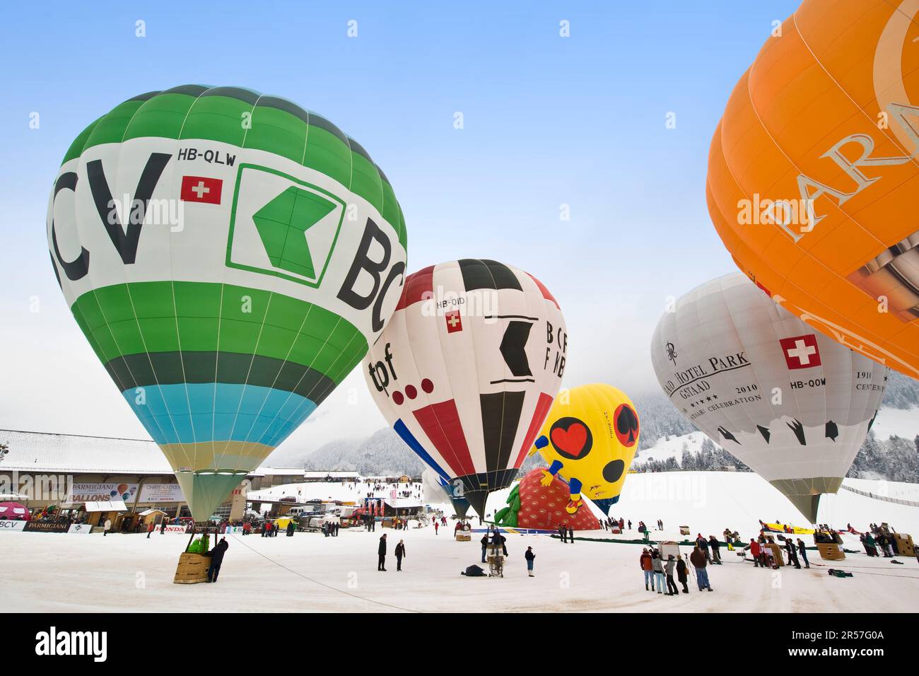 Ballons International Festival. Chateau d'Oex. Die Schweiz Stockfoto