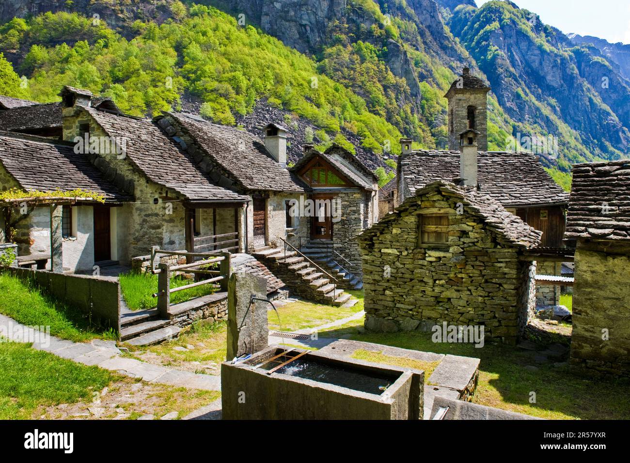 Foroglio. Bavona-Tal. Kanton Tessin. Die Schweiz Stockfoto