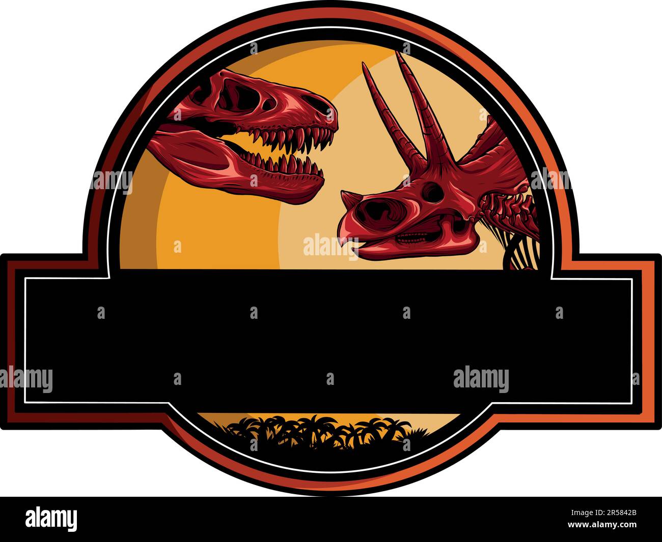 vektordarstellung des Dinosaurier-Skelett-Logos des jurassic Park Stock Vektor