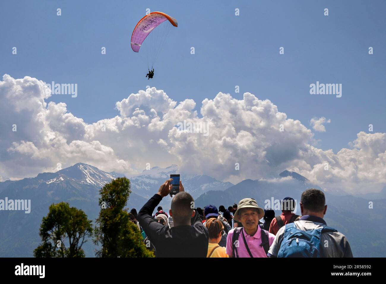 Paragliding-Touristen Stockfoto