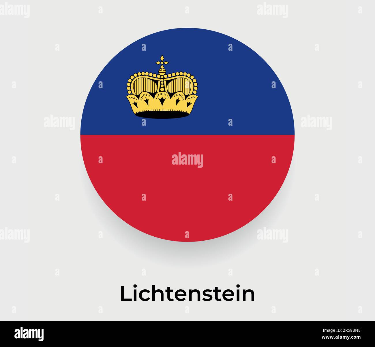 Lichtenstein-Flaggenblase Kreis rund Form Symbol Vektordarstellung Stock Vektor
