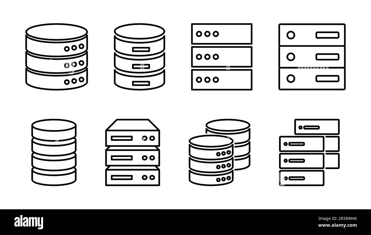 Datenbank-Symbolgruppe. Datenbankvektorsymbol Stock Vektor