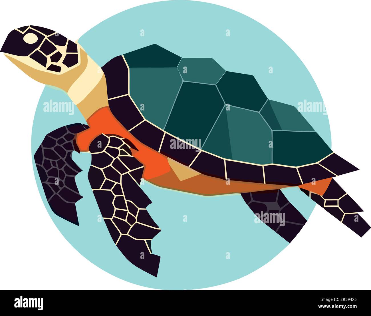 Süße Schildkröte in langsamem Wasserkrabbel isoliert Stock Vektor