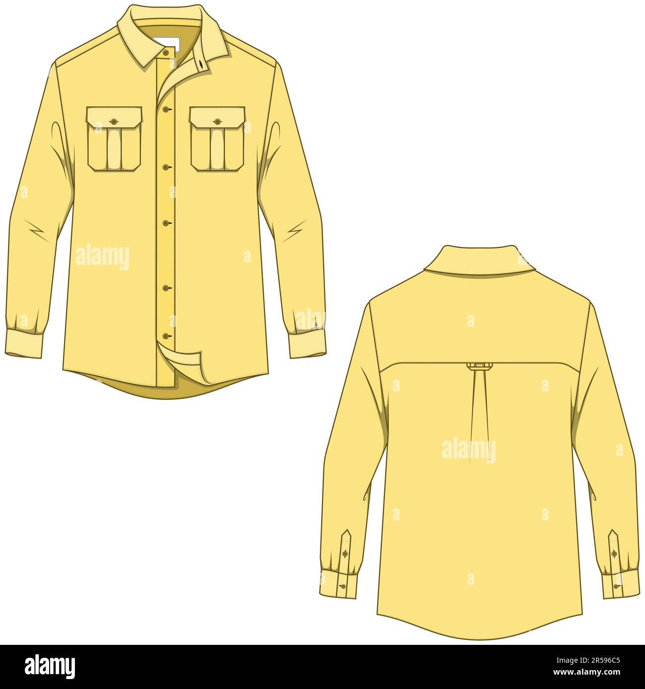 Langärmeliges Hemd-Mockup-Vektordesign vorne und hinten Stock Vektor