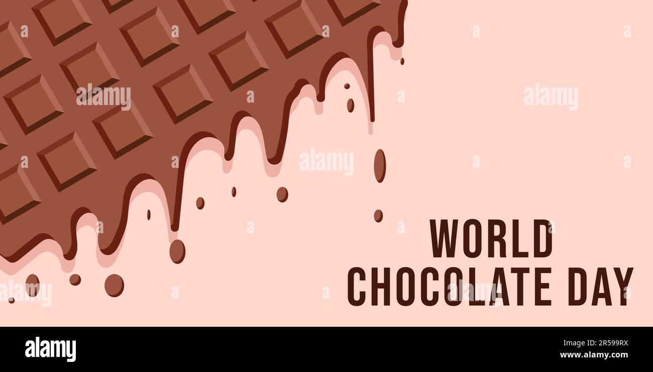 Weltschokoladentag mit geschmolzenem Schokoriegel Stock Vektor