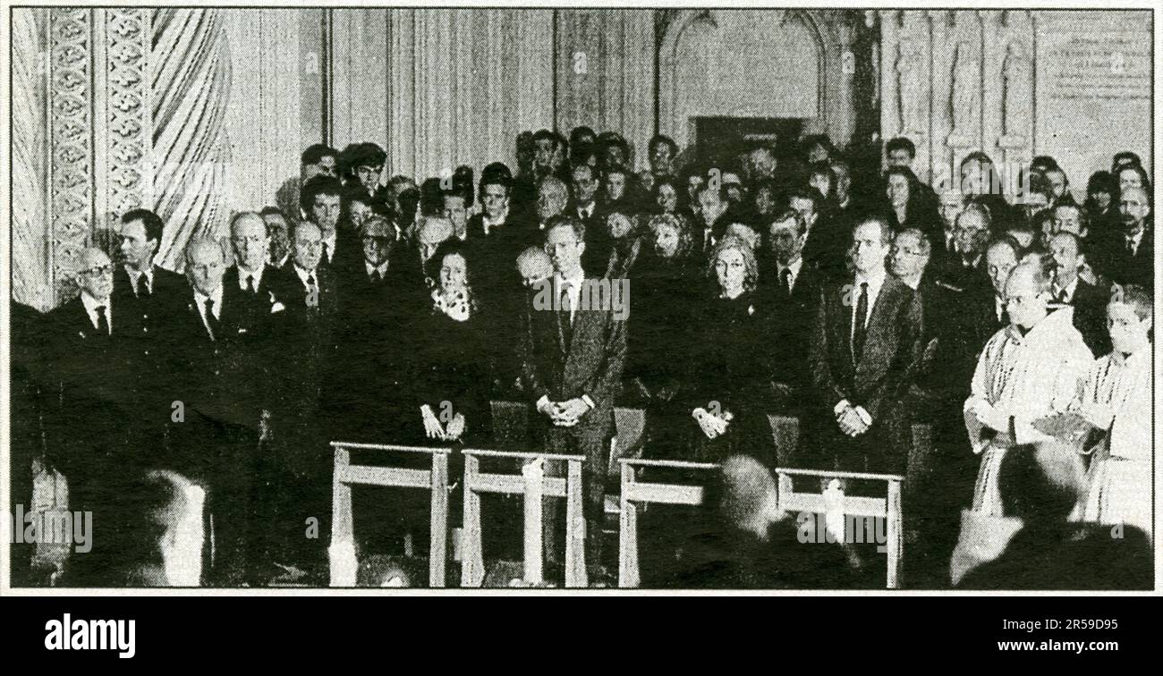 Les obsèques du roi italien Umberto en l'abbaye de Hautecombe en présence des Souverains belges,du couple Royal espagnol,de Gina de Liechtenstein de H. Stockfoto