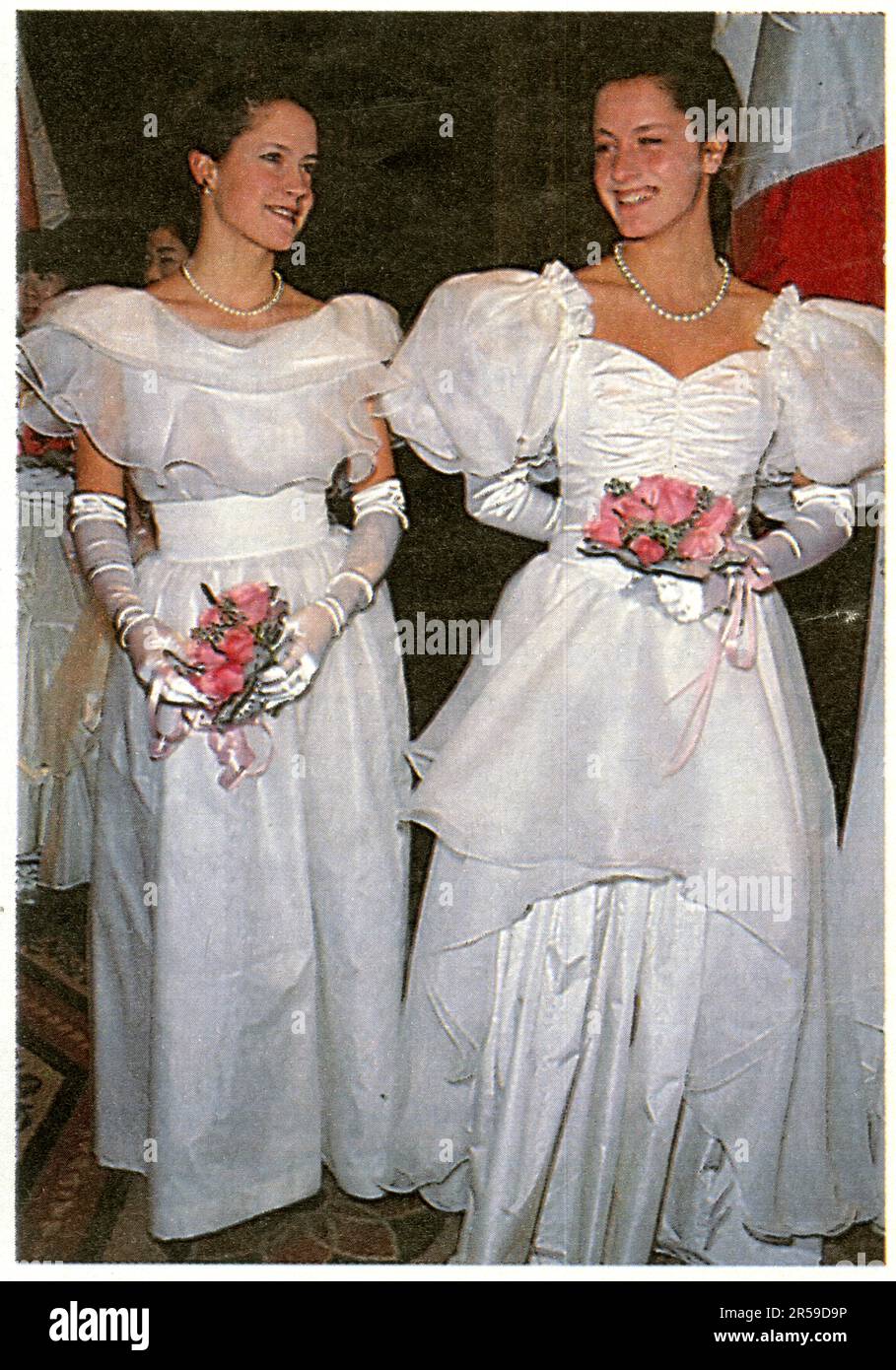 New York. Trente-cinquième bal des Débutantes. März 1990. Die Prinzessinnen Fiona et Nencia Corsini pour l'Italie Stockfoto
