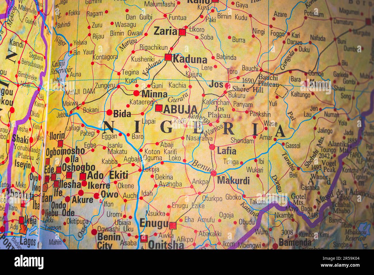 Atlas-Karte von Abuja in Nigeria Stockfoto