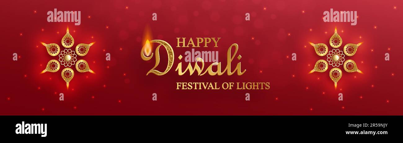 Diya-Lampe mit Feuerlicht für Diwali, Deepavali oder Dipavali, das indische Festival der Lichter auf farbigem Hintergrund Stock Vektor