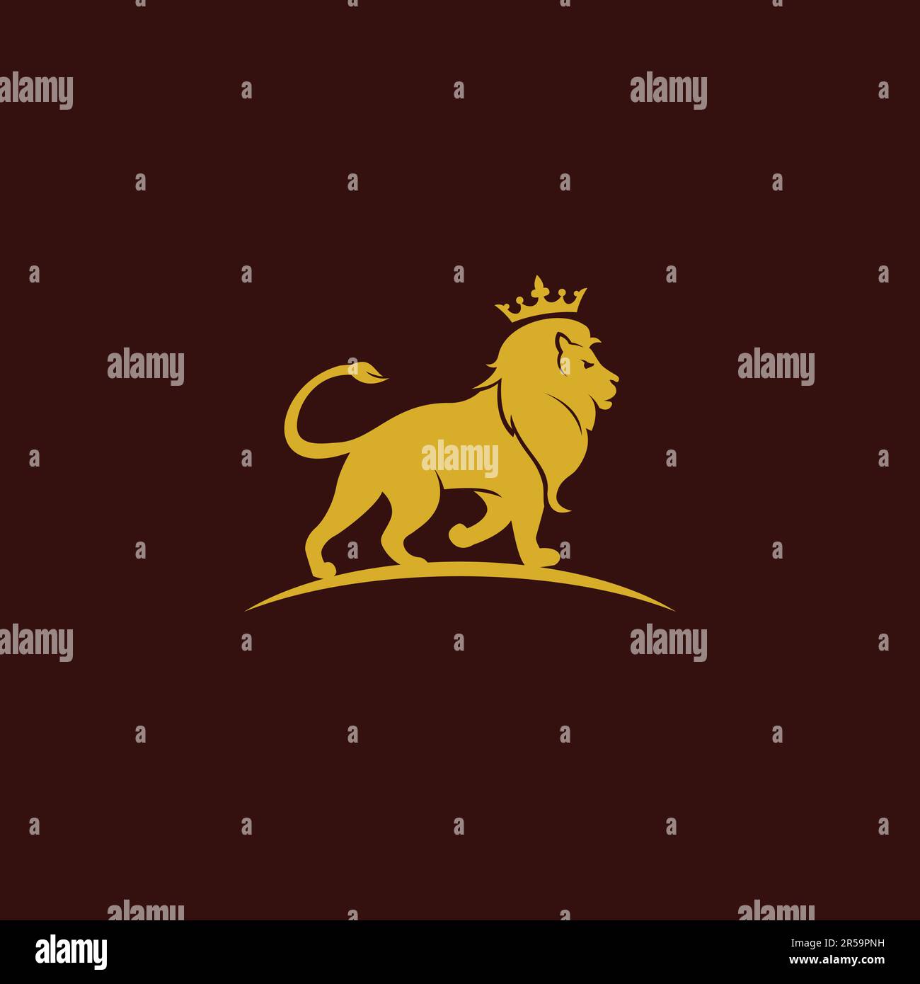 Lion Logo Einfaches Design. Lion Crown Logo-Vektor Stock Vektor