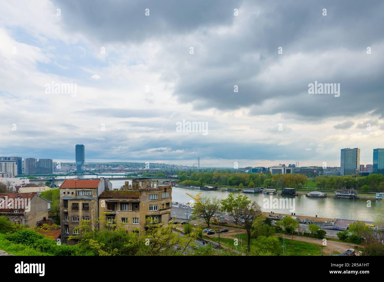 Stadtbild mit Sava in Belgrad. Serbien Stockfoto