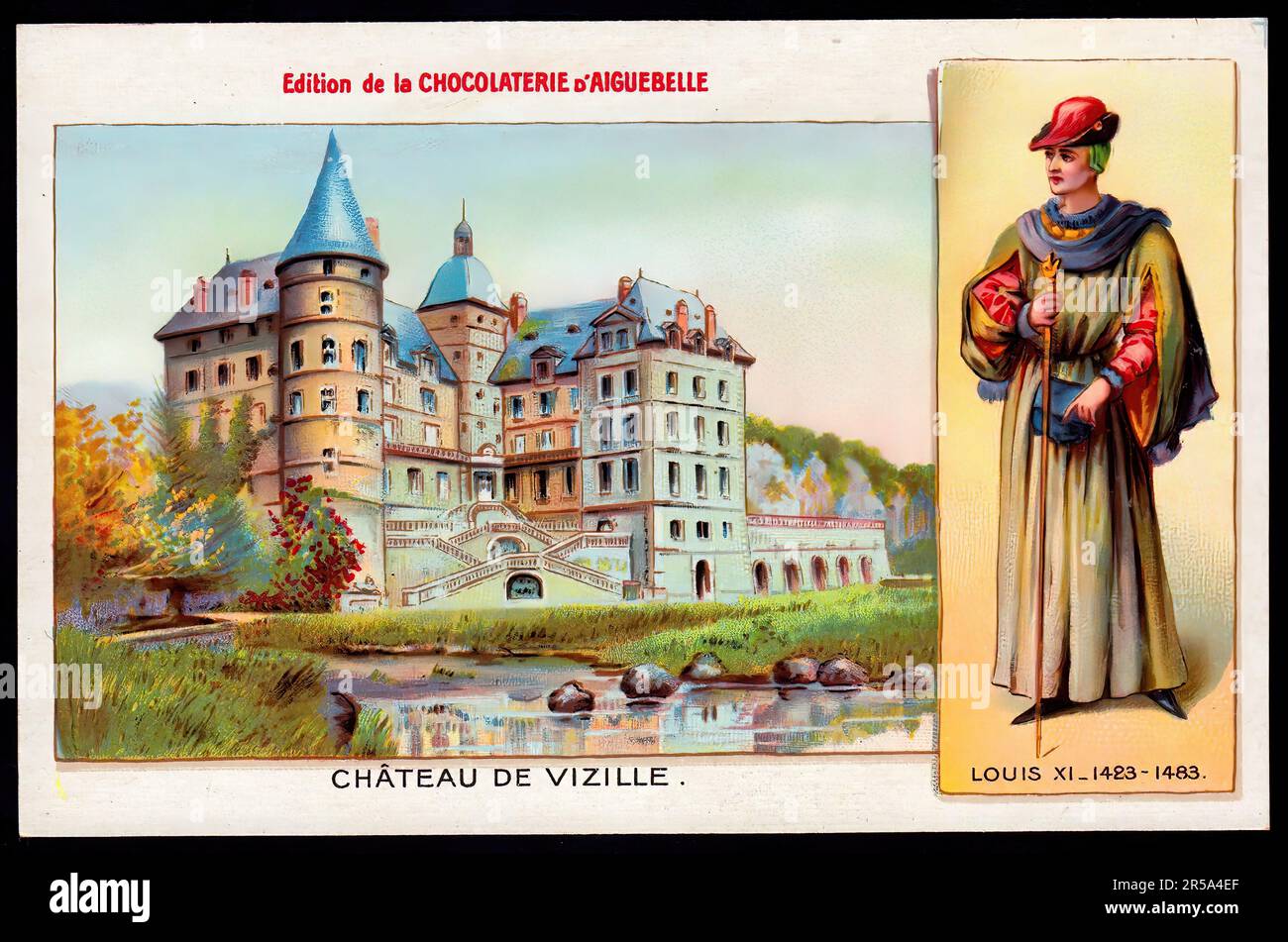Chateau De Vizille - Vintage French Tradecard, Belle Epoque-Ära Stockfoto