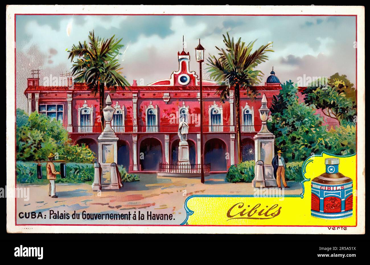 Government House, Havanna - Vintage Belgische Handelskarte, Belle Epoque-Ära Stockfoto