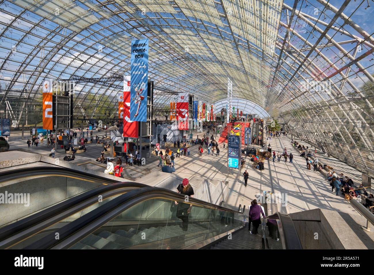 Leipziger Buchmesse in der Glashalle, Neue Messe, Deutschland, Sachsen, Leipzig Stockfoto