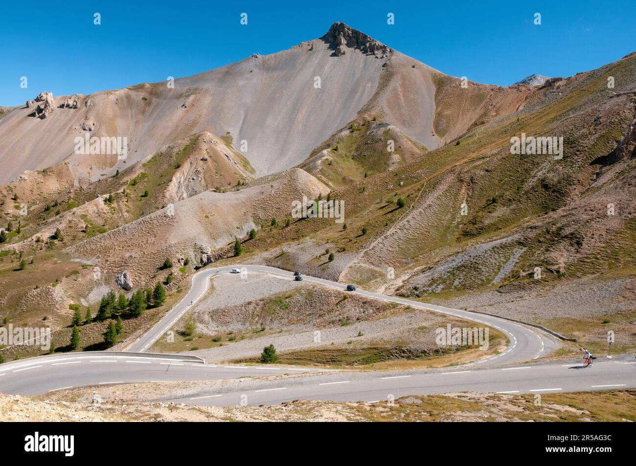 D902 Straße zum Col d'Izoard Gebirgspass (2360 m), Hautes-Alpes (05), Region Provence-Alpes-Cote d'Azur, Frankreich Stockfoto