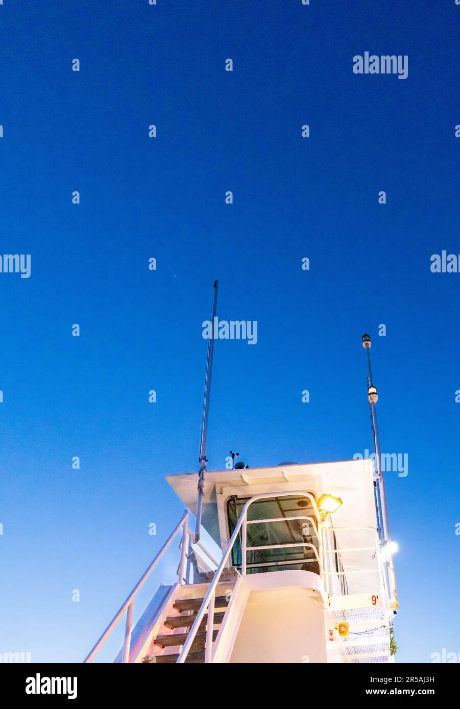 Detailbild des Radhauses auf der Shelter Island Ferry Stockfoto