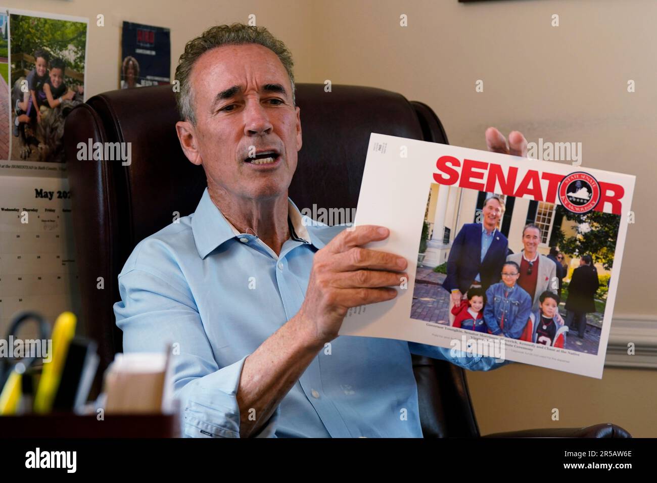 Virginia state Sen. Joe Morrissey displays his annual calendar during ...