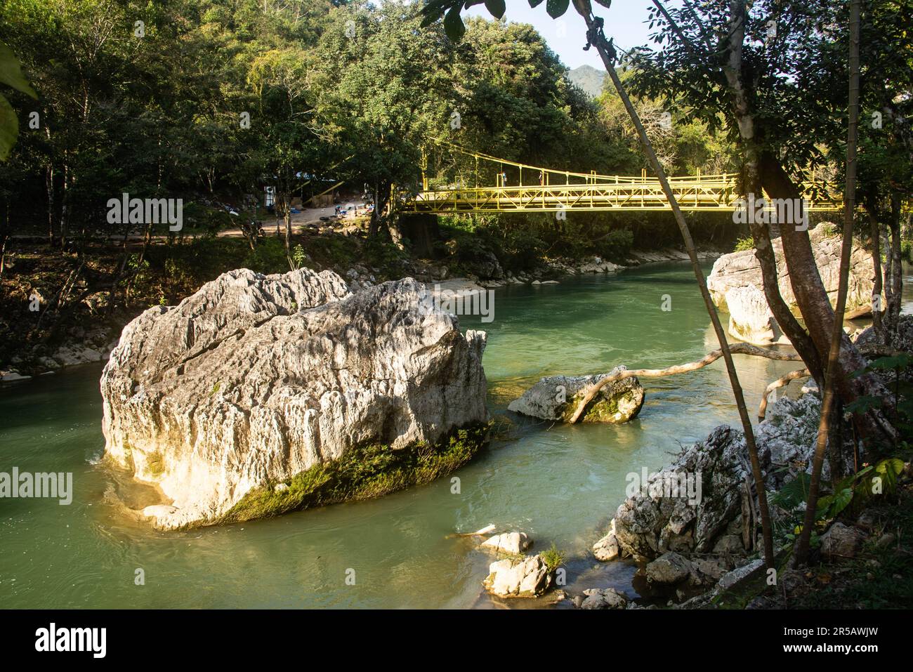 Der Cabohon River, Semuc Champey, Lanquin, Alta Verapaz, Guatemala Stockfoto