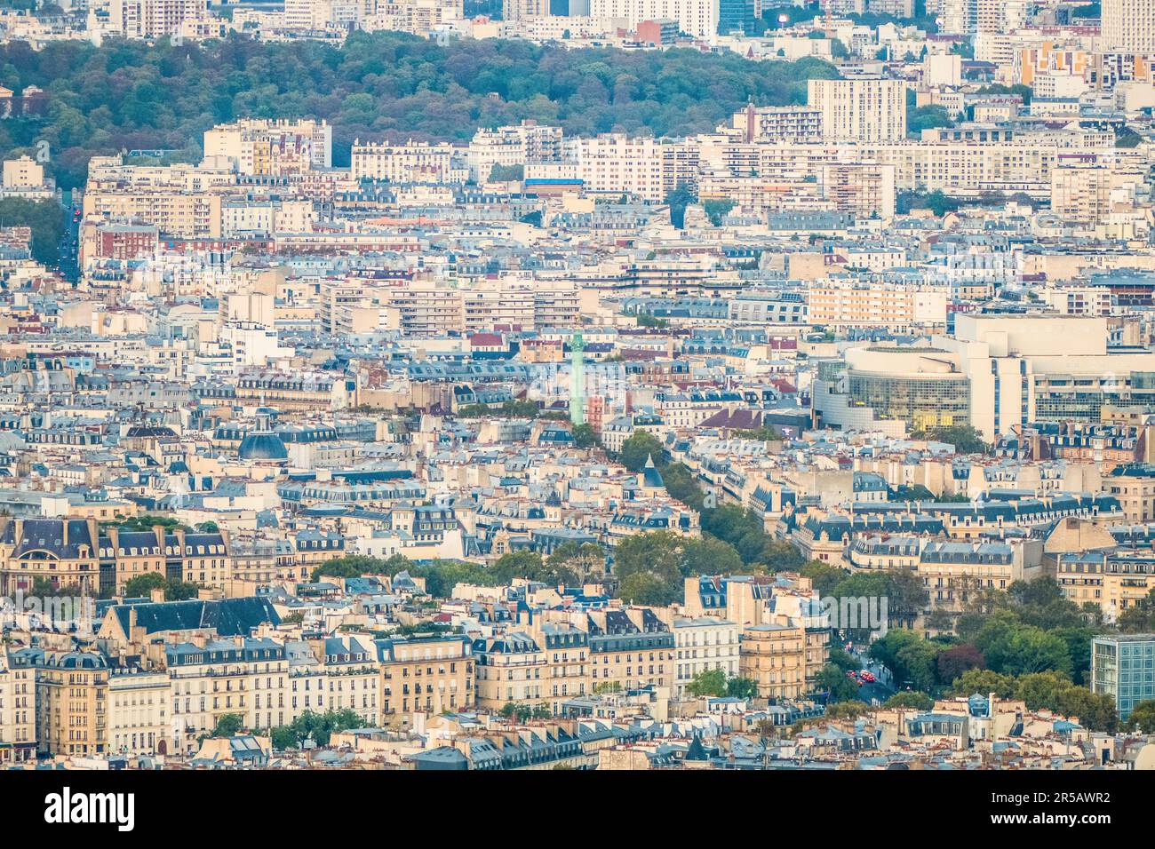 Luftaufnahme des Platzes der Bastille in Paris Stockfoto