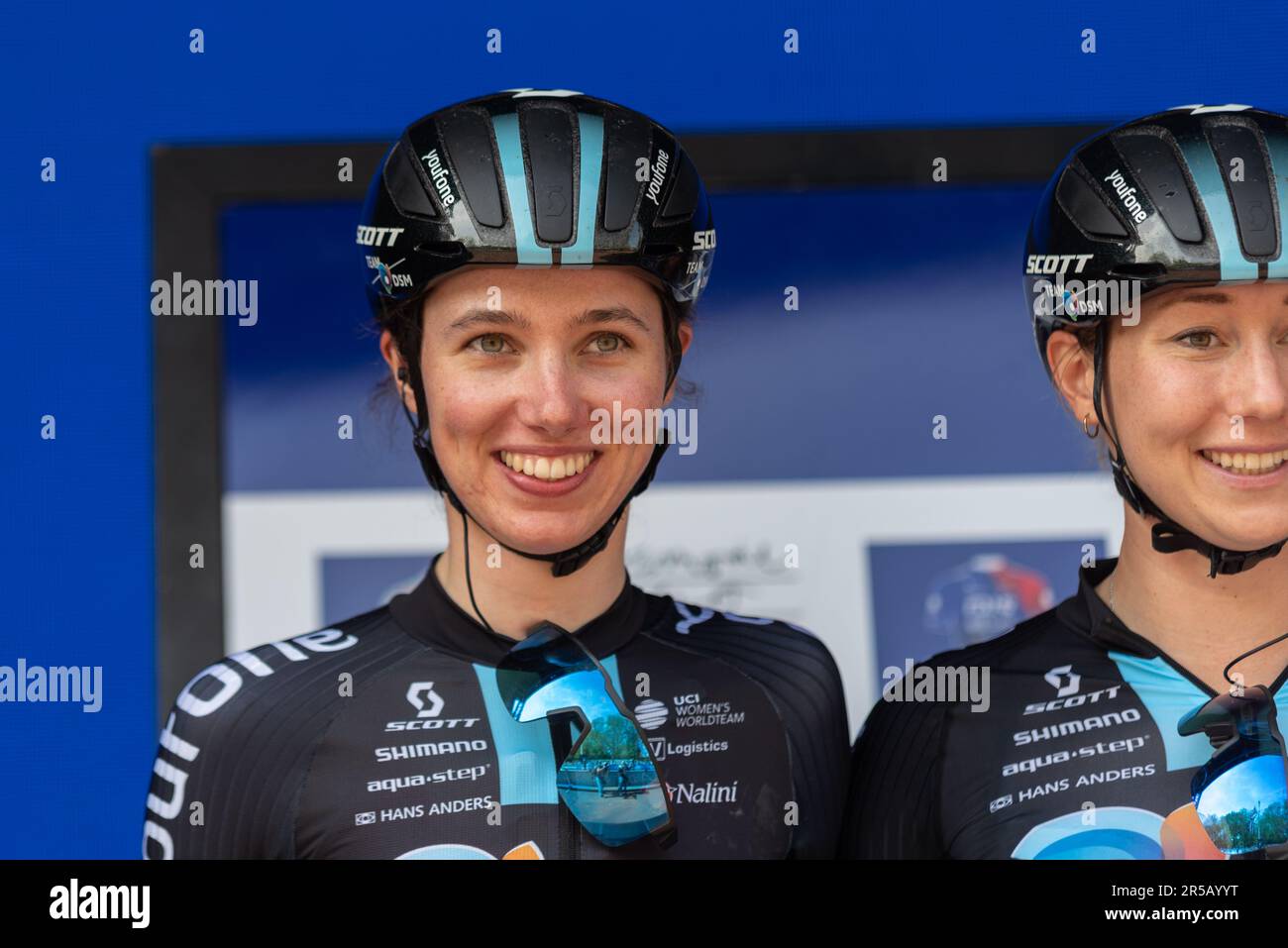 Pfeiffer Georgi vom Team DSM das Classique UCI Women's WorldTour Road Race, Stufe 3 der 2023 stattfindenden Ford RideLondon Radrennen in London, Großbritannien Stockfoto
