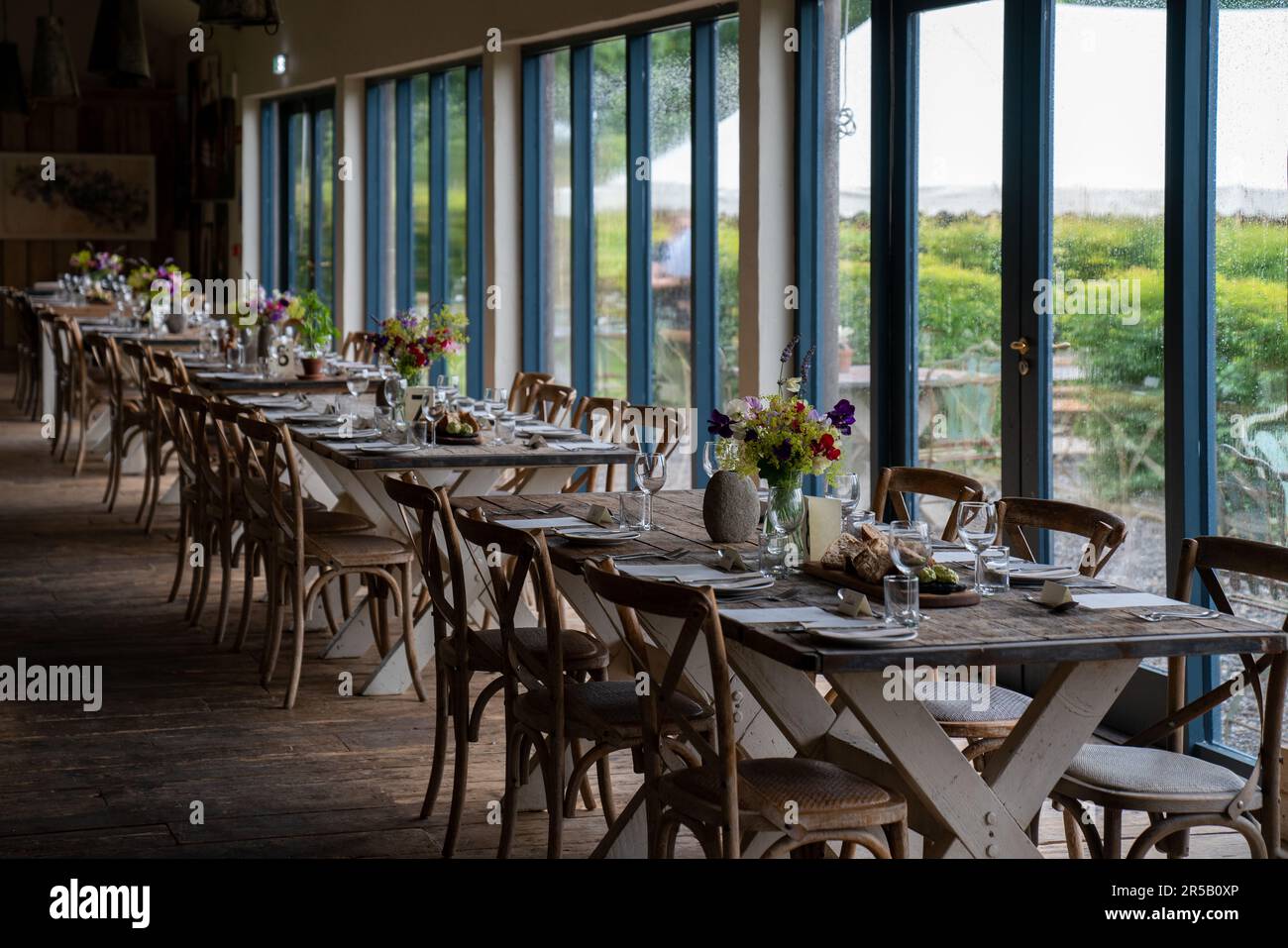 Ein Restaurant für eine Hochzeitsfeier, Kidlare, Irland. Stockfoto
