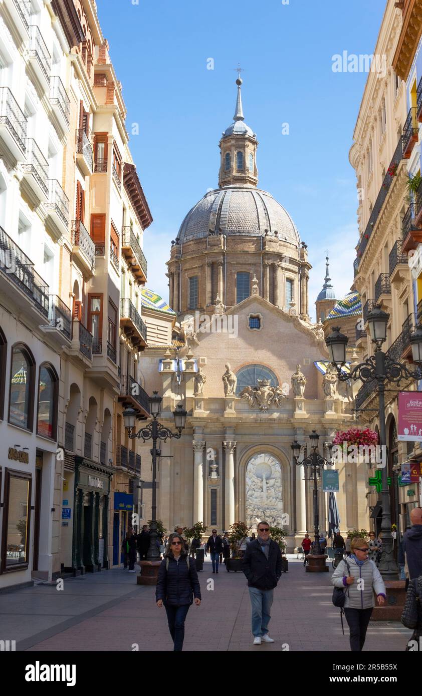 Die Kathedrale - Basilika unserer Lieben Frau der Säule, Saragossa, Aragonien, Spanien. Stockfoto