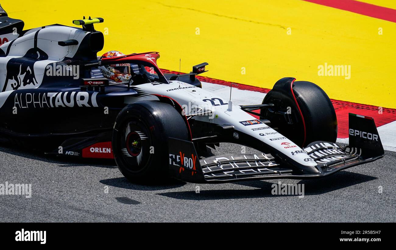 Spanien, 02/06/2023, Yuki Tsunoda (Japan), Scuderia AlphaTauri AT04 Kredit: PRESSINPHOTO SPORTAGENTUR/Alamy Live NewsCredit: PRESSINPHOTO SPORTS/Alamy Live News Stockfoto