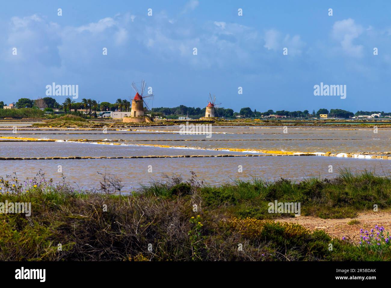 Saline di Trapani und Paceco Saline di Trapani e Paceco sind ein italienisches Naturschutzgebiet in der Provinz Trapani zwischen den Gemeinden Trapani Stockfoto