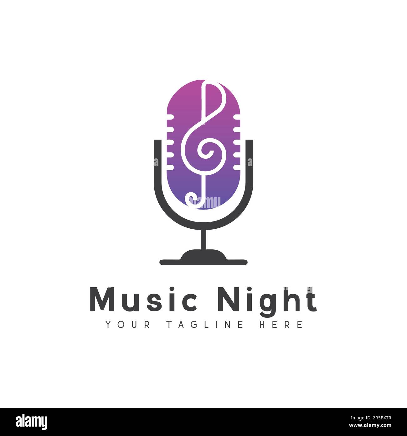 Musik Logo Design Listen Music Night Logotyp Music Note Speaker Stock Vektor