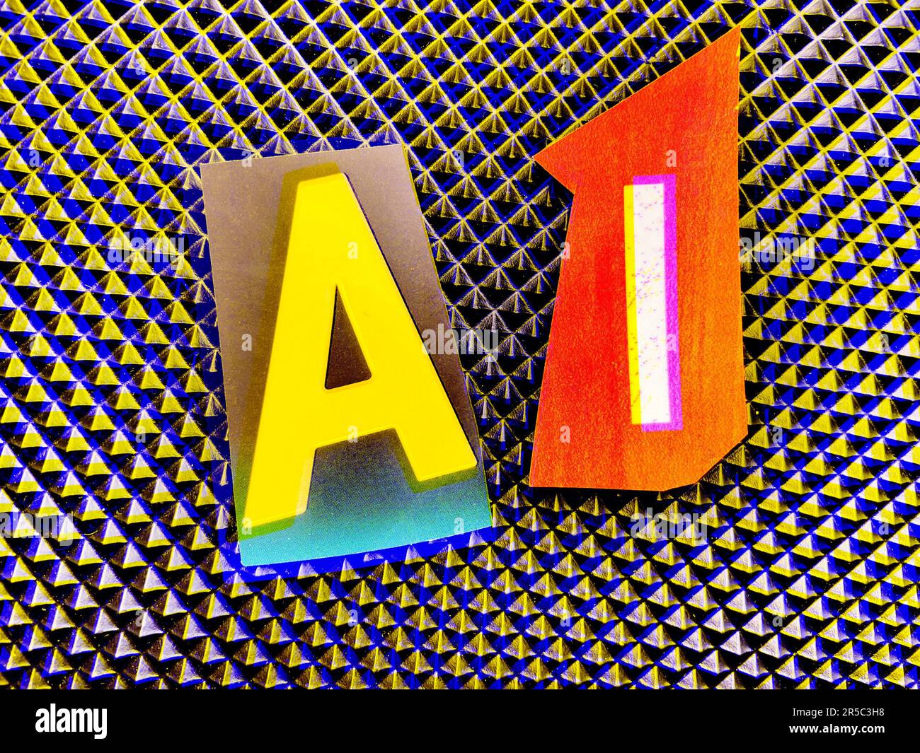 Das Akronym AI steht für „Artificial Intelligence“ und wird in der Typografie „Ransom Note“, USA, geschrieben Stockfoto