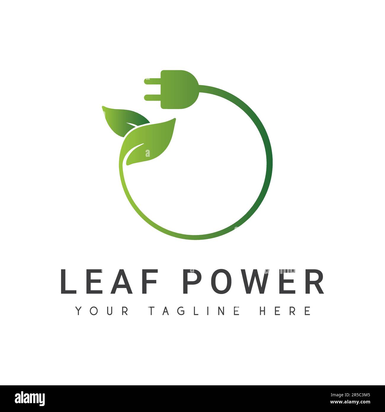 Leaf Power Logo Design Eco Friendly Charge Nature Logo Symbol Stock Vektor