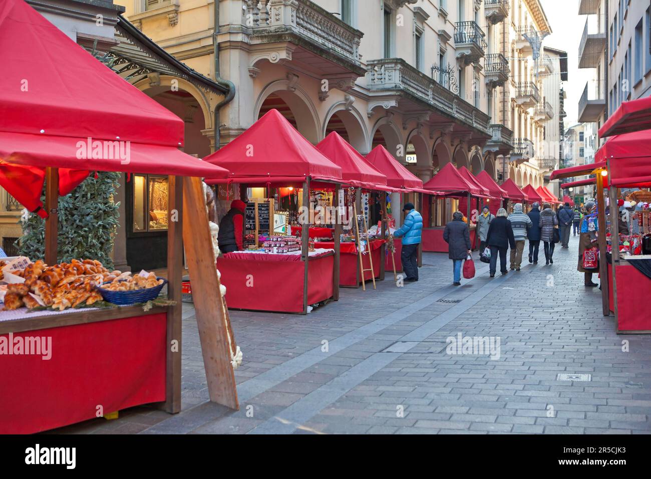 Weihnachtsmarkt, Via Nassa, Lugano, Tessin, Schweiz Stockfoto